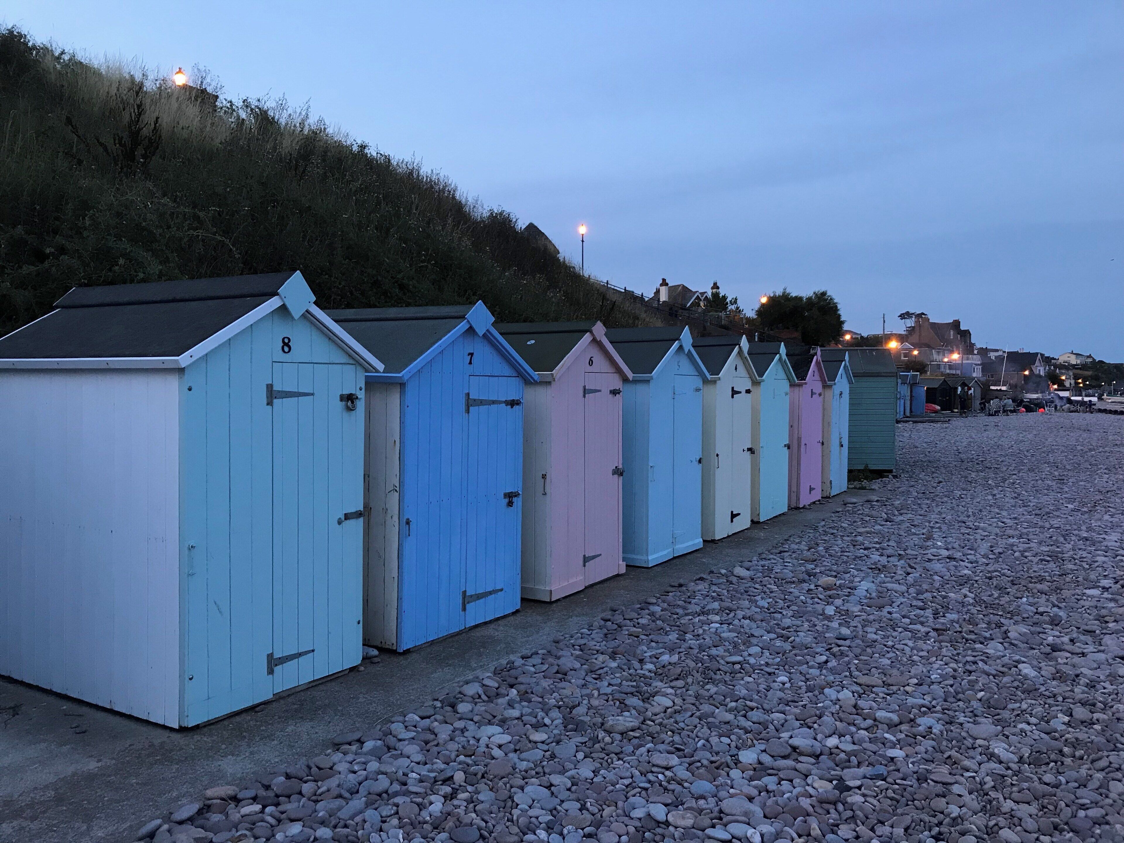 The pretty beach huts of Budleigh.