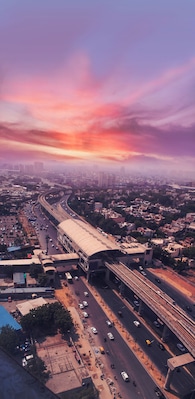 Aerial view of gurgaon city, haryana