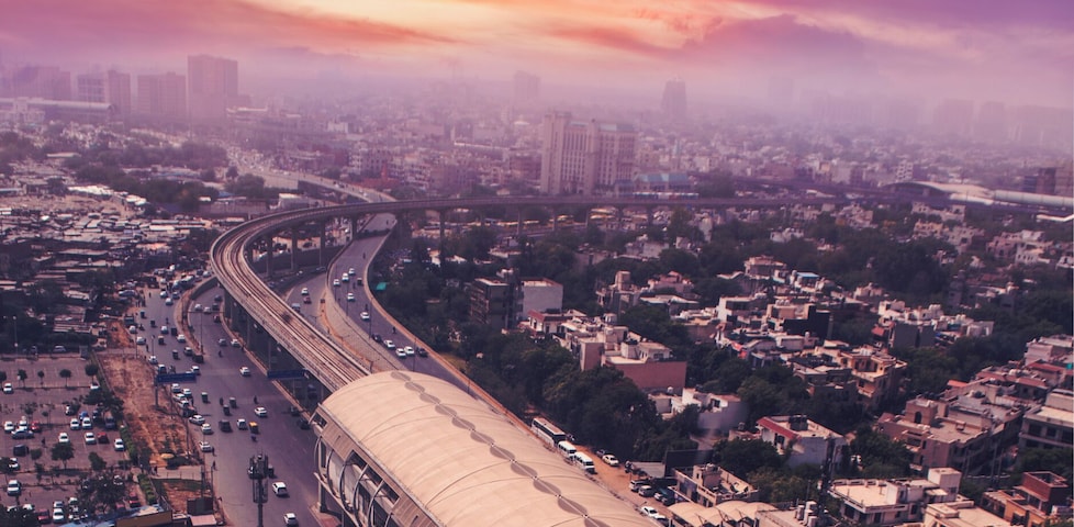 Aerial view of gurgaon city, haryana
