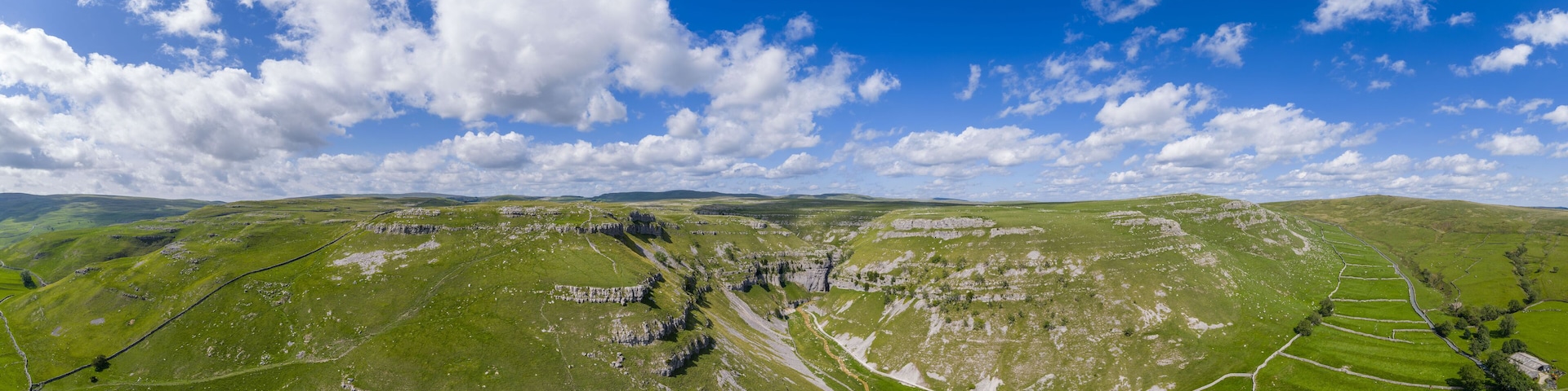 Aerial View of Gordale Scar in Yorkshire Dales National Park