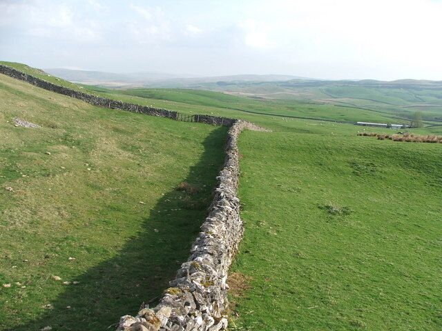 Farmland NW of Horton-in-Ribblesdale. Looking N from a stile on the footpath to Ingleborough.