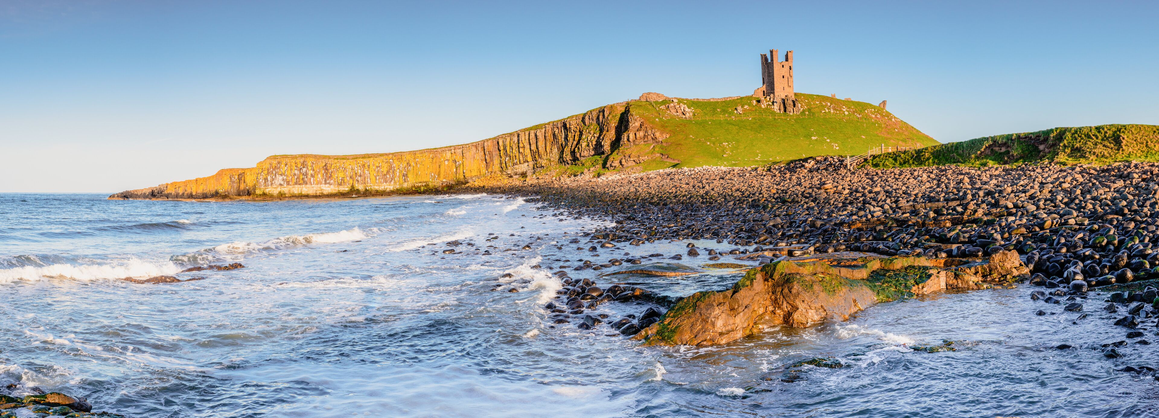 Panorama of Dunstanburgh Castle / Located between Craster and Embleton in Northumberland on the North East Coast