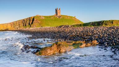 Panorama of Dunstanburgh Castle / Located between Craster and Embleton in Northumberland on the North East Coast
