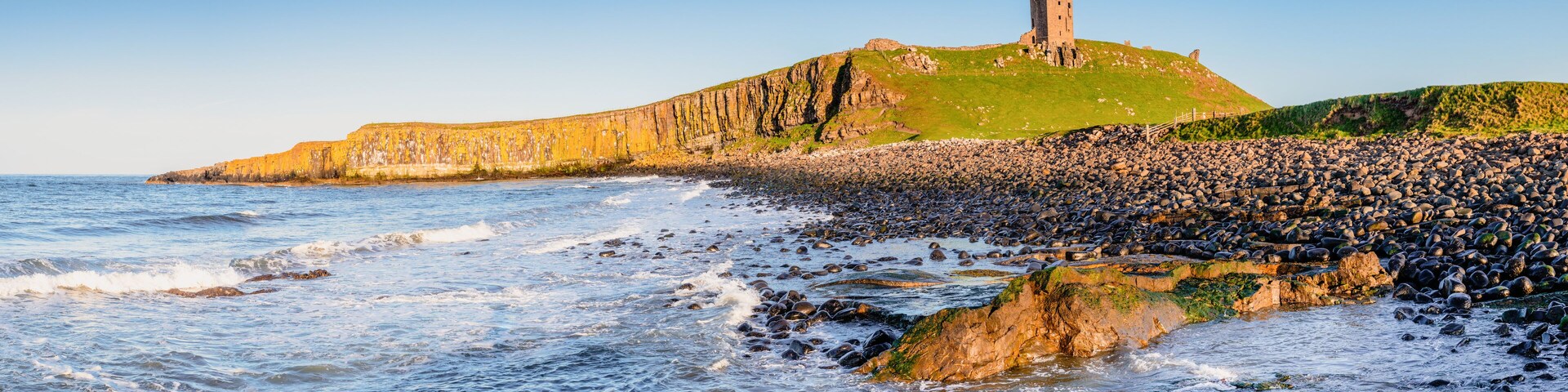 Panorama of Dunstanburgh Castle / Located between Craster and Embleton in Northumberland on the North East Coast