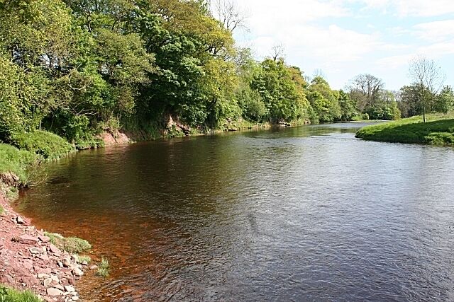 River Esk Looking downstream from the river bank south of the kirk.