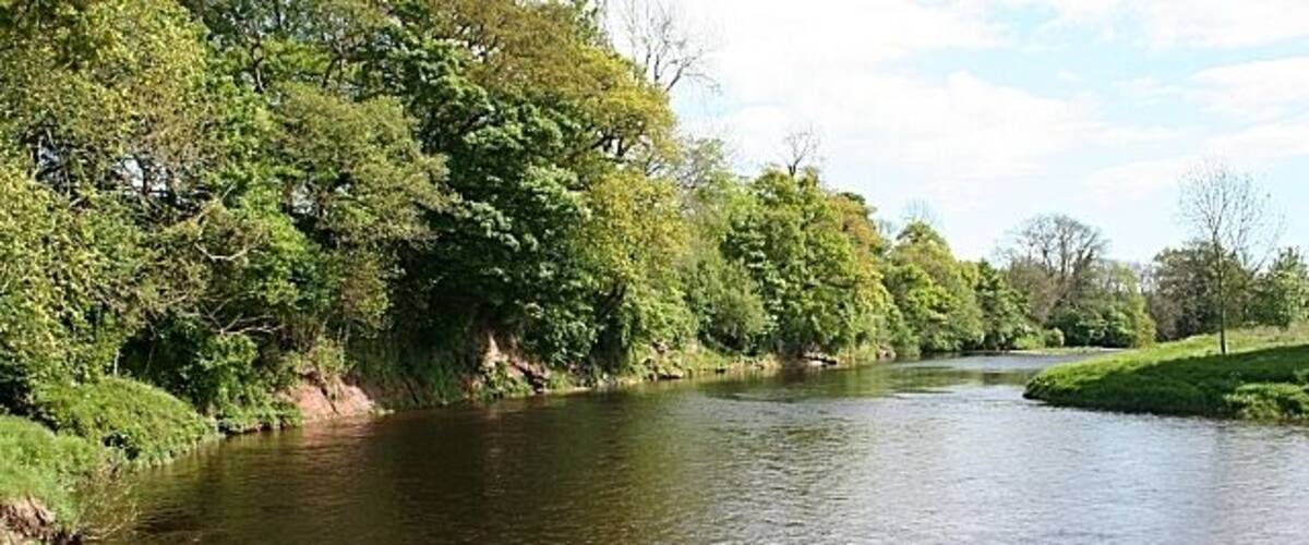 River Esk Looking downstream from the river bank south of the kirk.