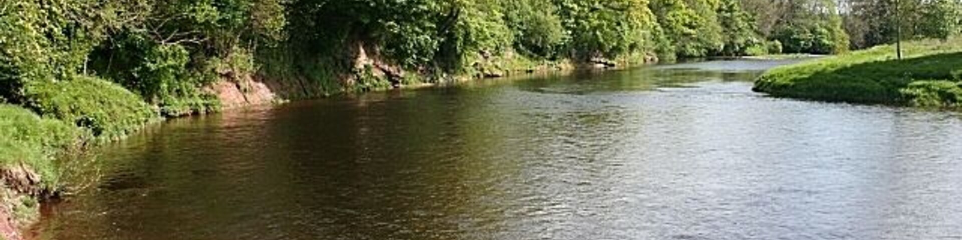 River Esk Looking downstream from the river bank south of the kirk.