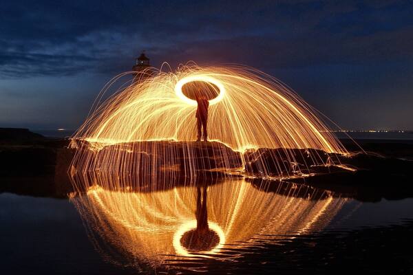 Wire wool painting at Perch Rock