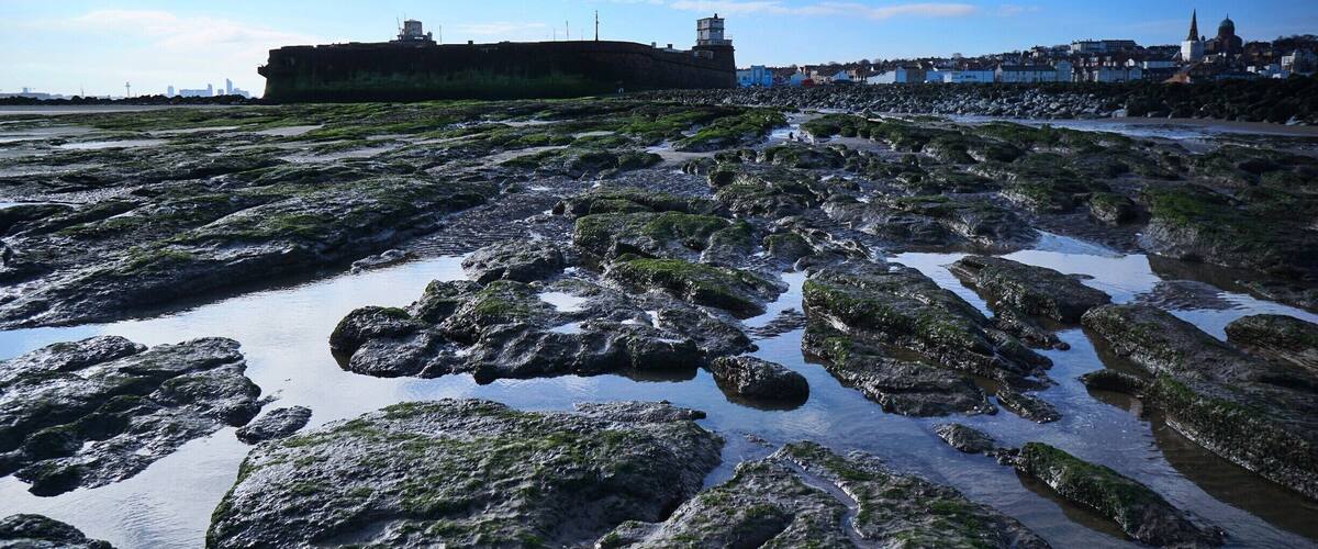 Fort Perch Rock on New Brighton beach.