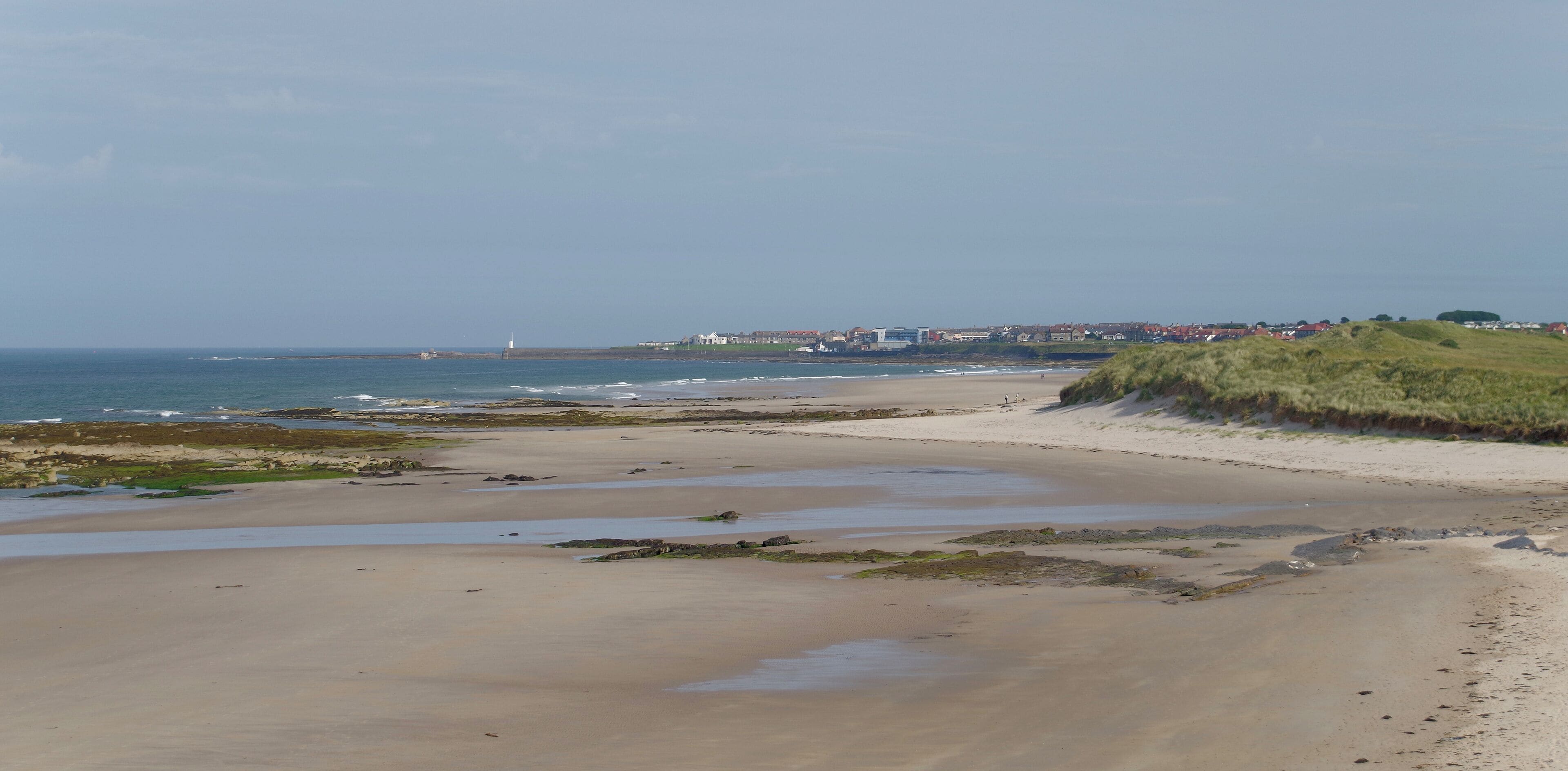 Looking over the beach at St Albans Dunes towards Seahouses.