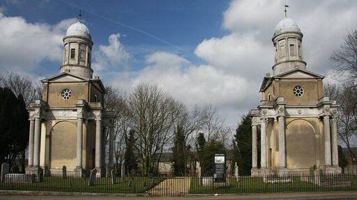 Mistley Towers These porticoed Classical towers are all that survive from the church of St Mary the Virgin, originally built in 1735 and re-modelled in an unconventional style by Robert Adam in 1776. The nave between the two towers was demolished in 1870 when a new church was built nearby. The Towers come under the overall supervision of English Heritage, but are managed by the local Residents' Association, from whom a key is available.