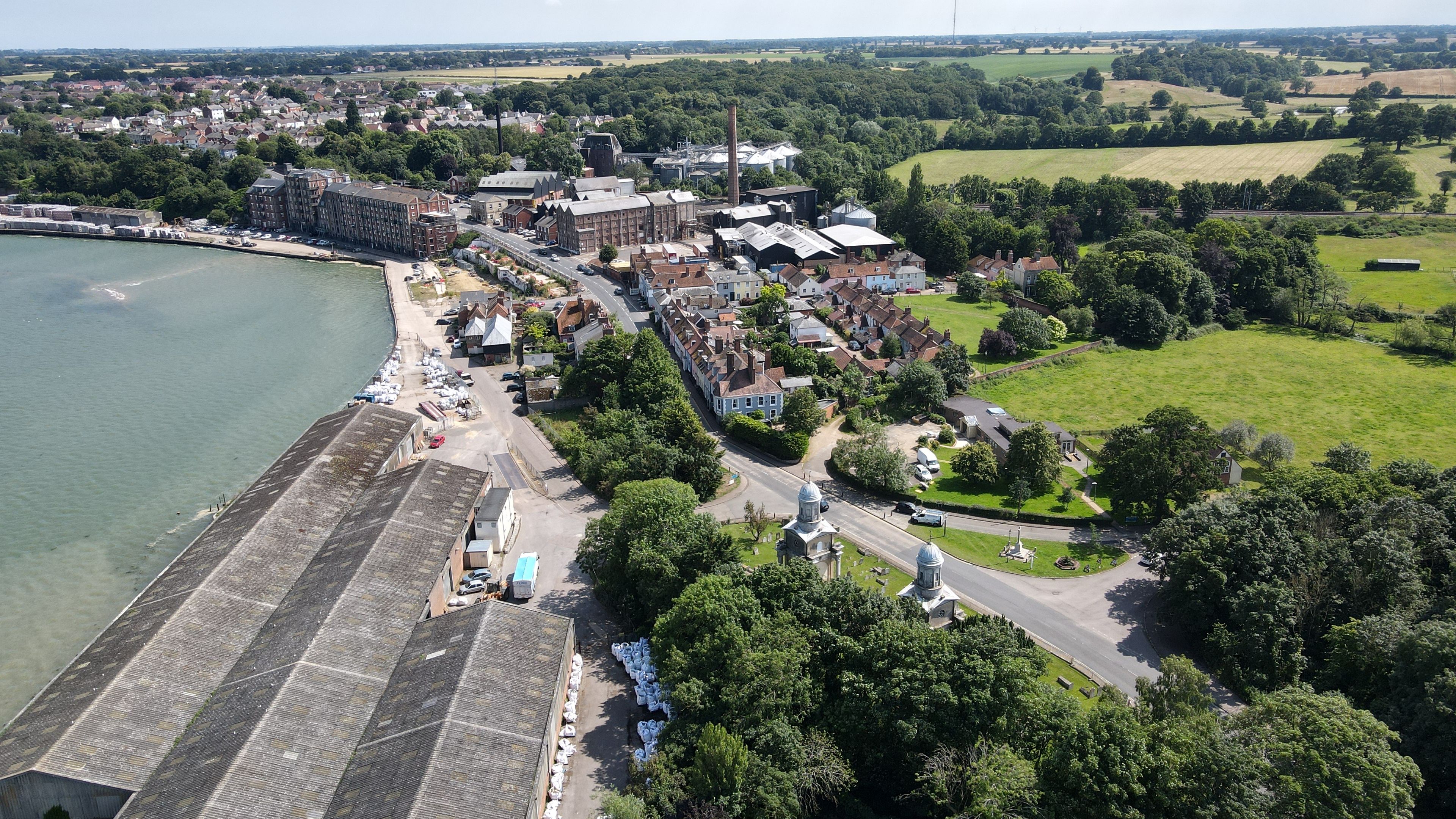 Mistley Large Village in Essex drone aerial view