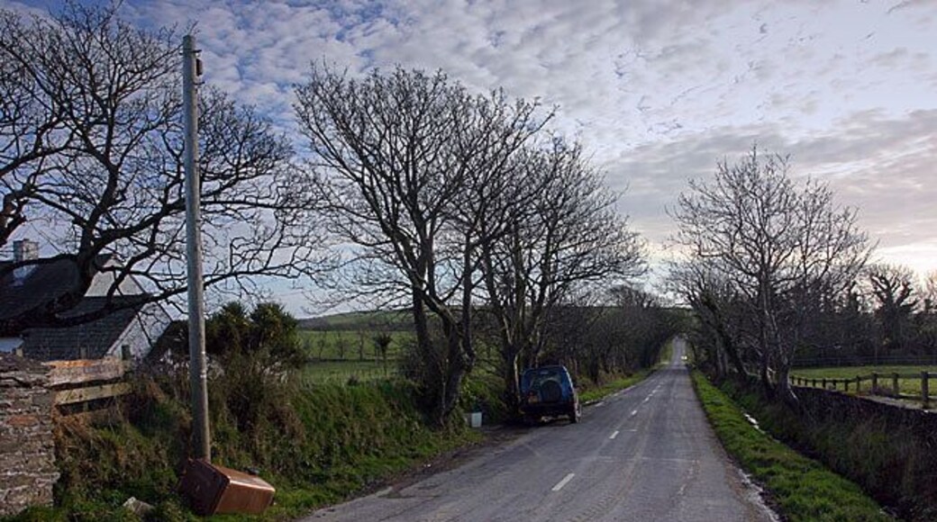 Santon, near Knockalaughen. Looking SE along the B24. At exactly 1km, this has to be one of the shortest B Roads in Britain!