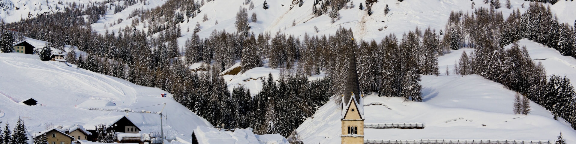 The village of Arabba, under the snow. It's an important resort on the Sellaronda