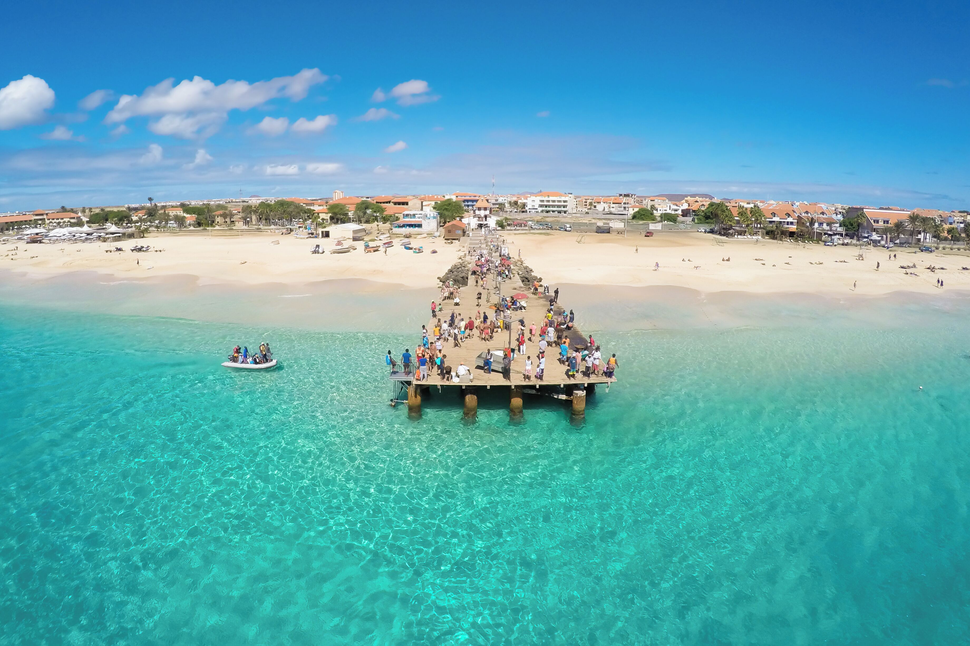 Aerial view of Santa Maria beach in Sal Cape Verde - Cabo Verde