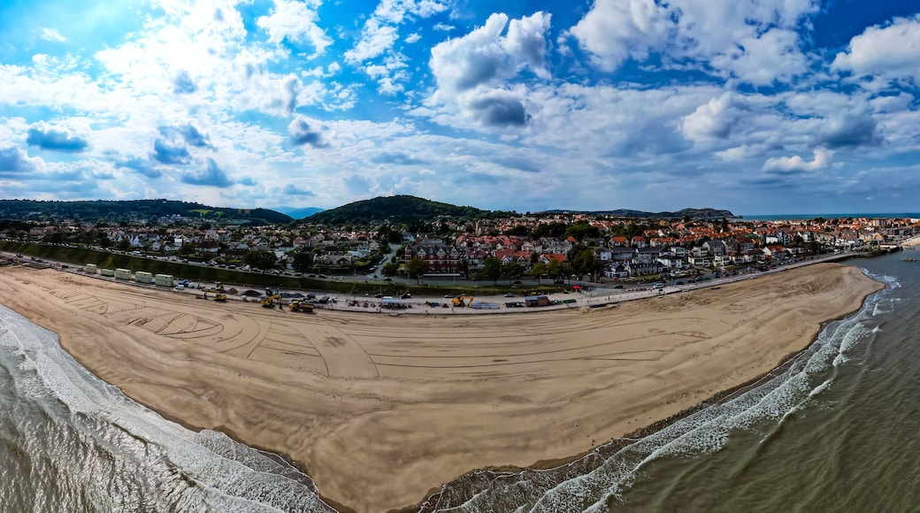 rhos on sea beach, wales, uk. aerial view 1
