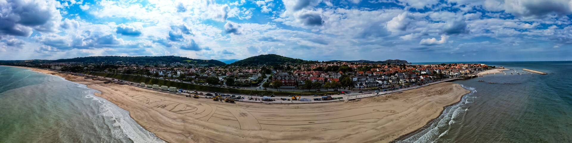 rhos on sea beach, wales, uk. aerial view 1