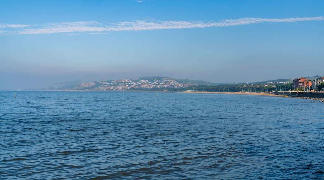 Welsh coast in Rhos-on-Sea with Colwyn Bay in the background, Conwy, Wales, UK