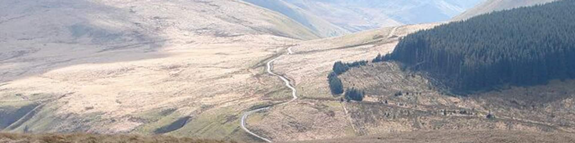 The mountain road from Llangurig descending towards Afon Diliw