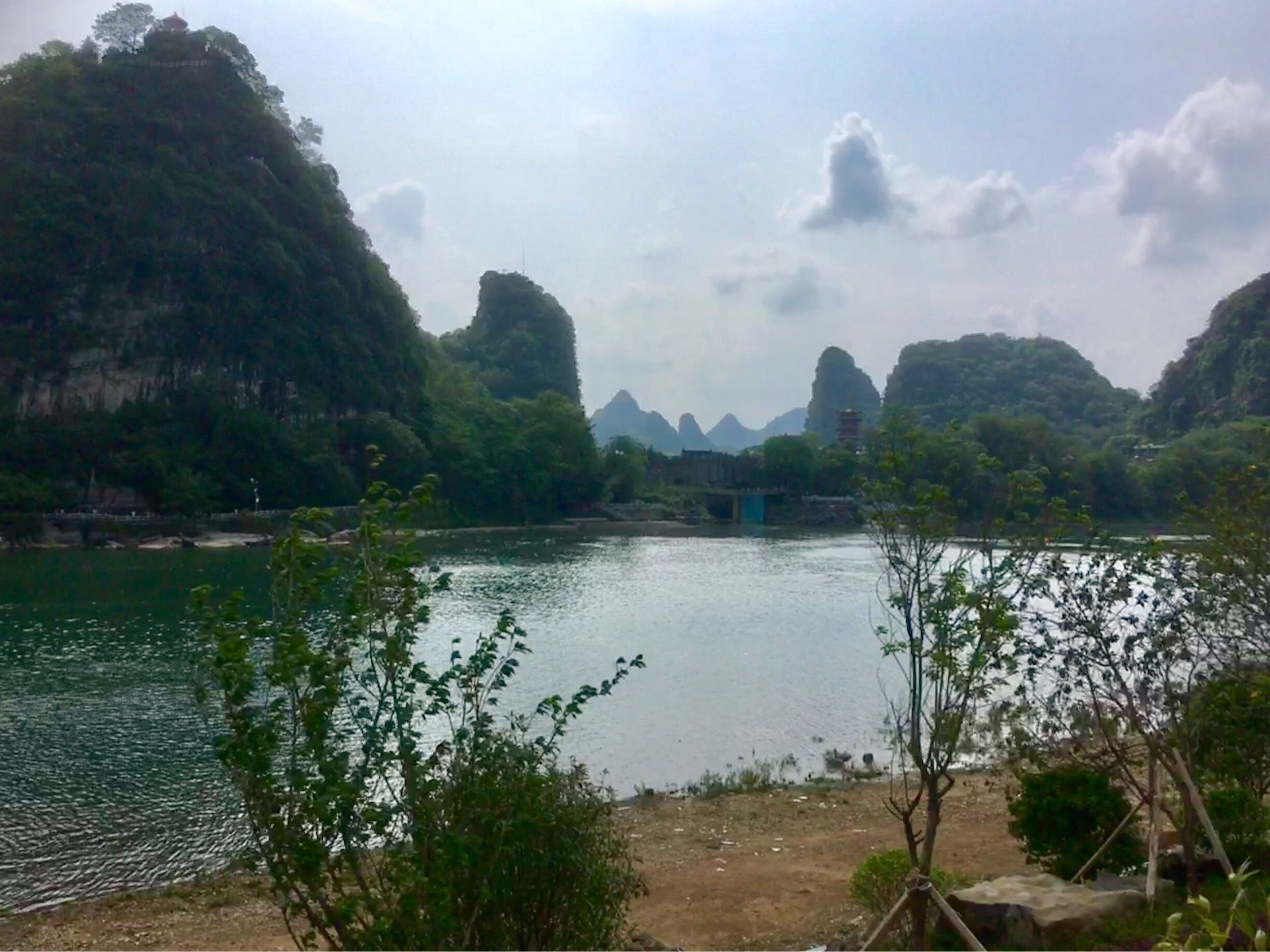 This is on the east bank of the River Li, across from the touristy noise of Guilin.