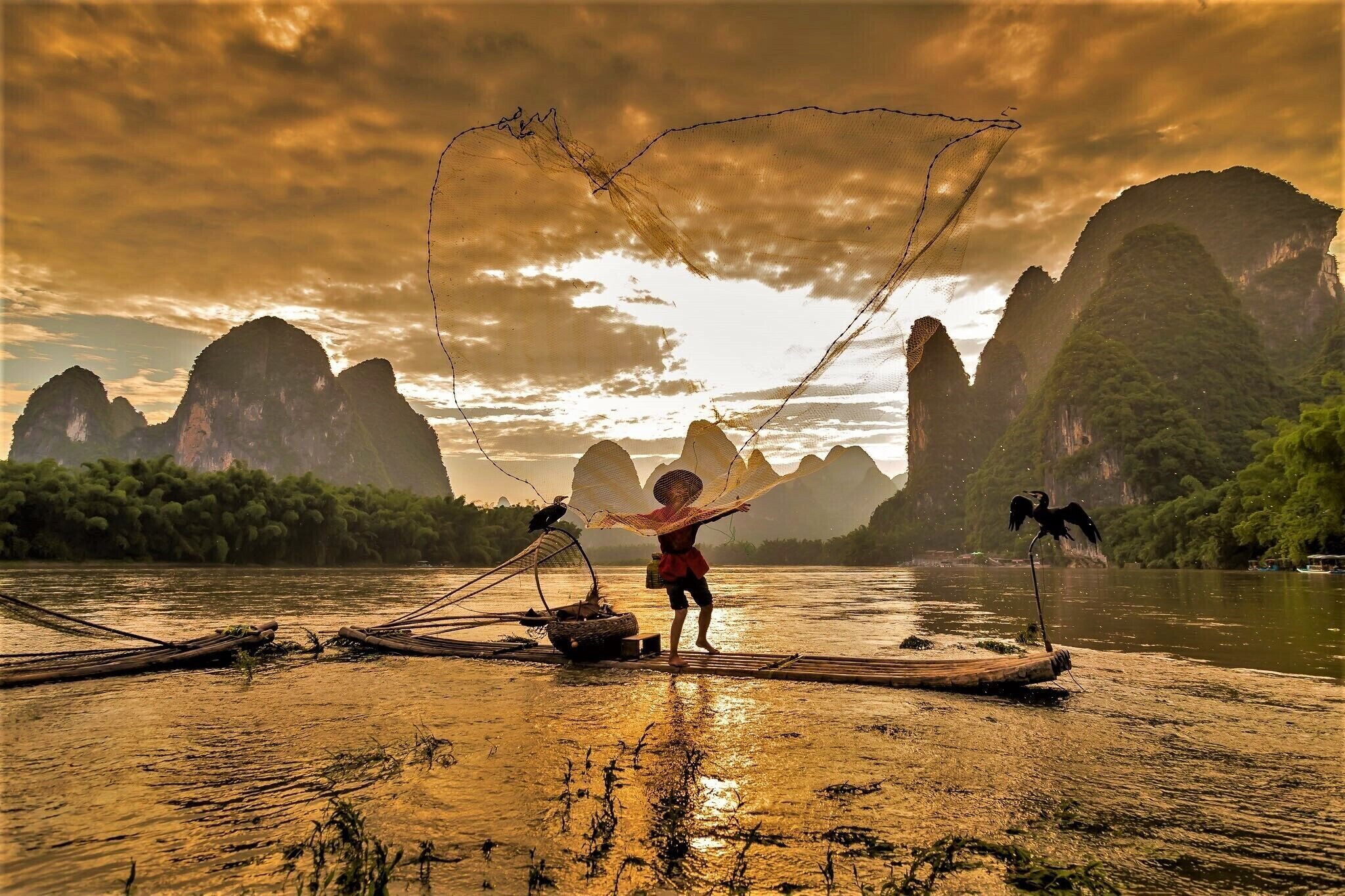 No 1 on my bucket list for 30yrs. After 3 days of torrentil rain the river is actually flooded, not even the tour boats could go out, and the surrounding farms flooded. photo is taken from a small island in the middle of the river but it too was under water and I was knee deep taking the photo. These fisherman now only survive on the money from photographers, a dying breed