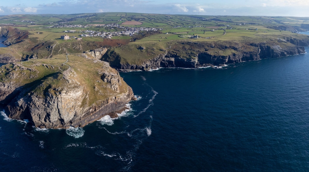 Tintagel aerial drone Cornwall England uk home of Arthur and merlin
