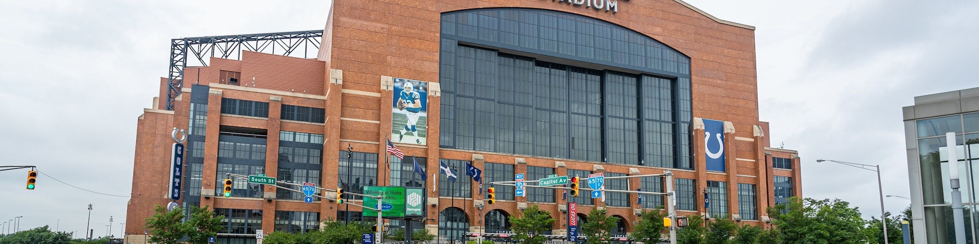 Lucas Oil Stadium which includes signage