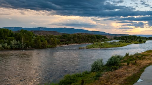 Sunset view of Colorado River in Silt in Colorado, USA. Long Exposure low light photograph.