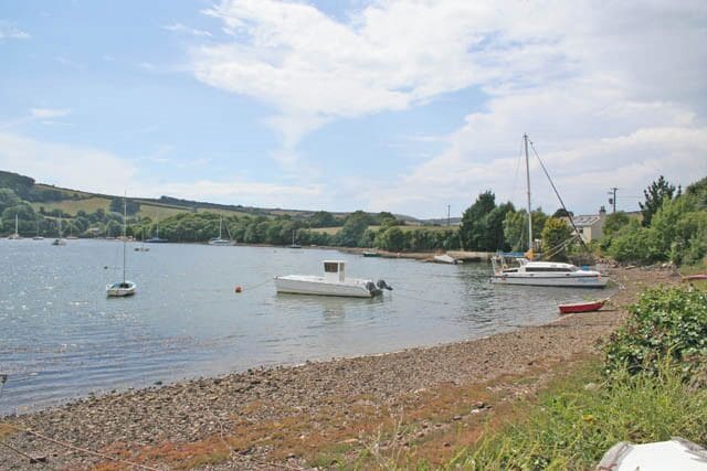 Shoreline at Southdown near Millbrook. Millbrook Lake narrows at Foss Point, centre left, before widening out again as it approaches Millbrook.