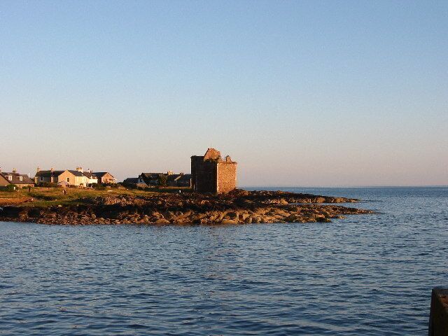 Portencross Castle at sunset.