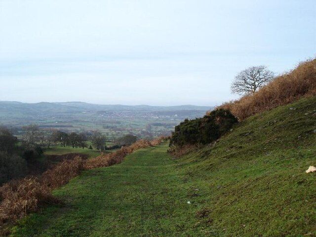 Offa's Dyke Footpath Fron-haul. The long distance path as it winds around Fron-haul heading to Bodfari