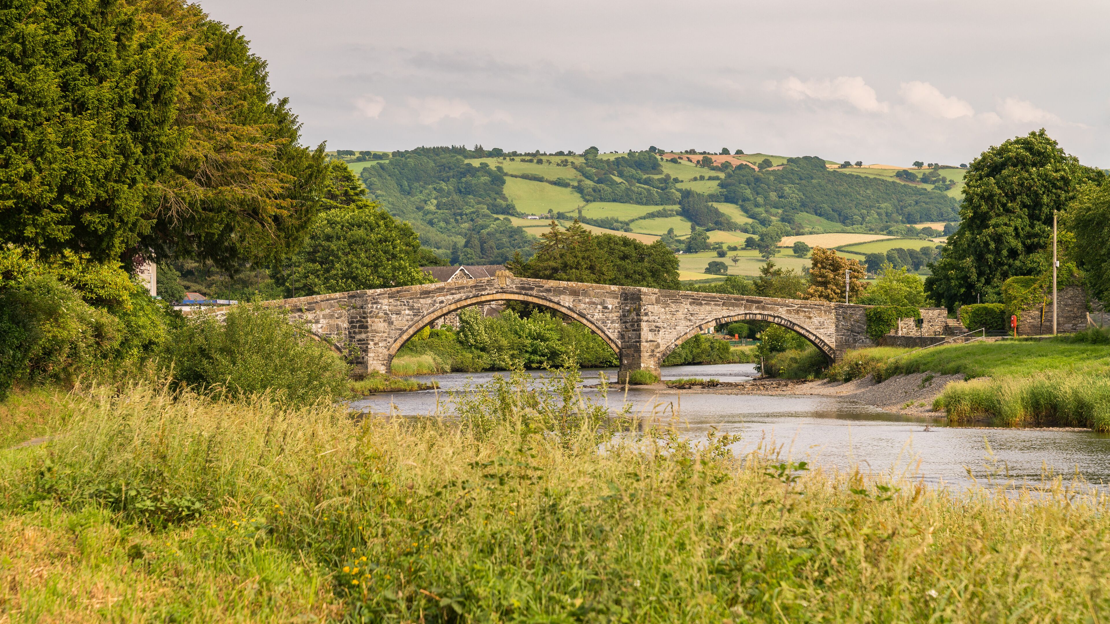 Pont Fawr - bridge over the River Conwy in Llanrwst, Wales, UK