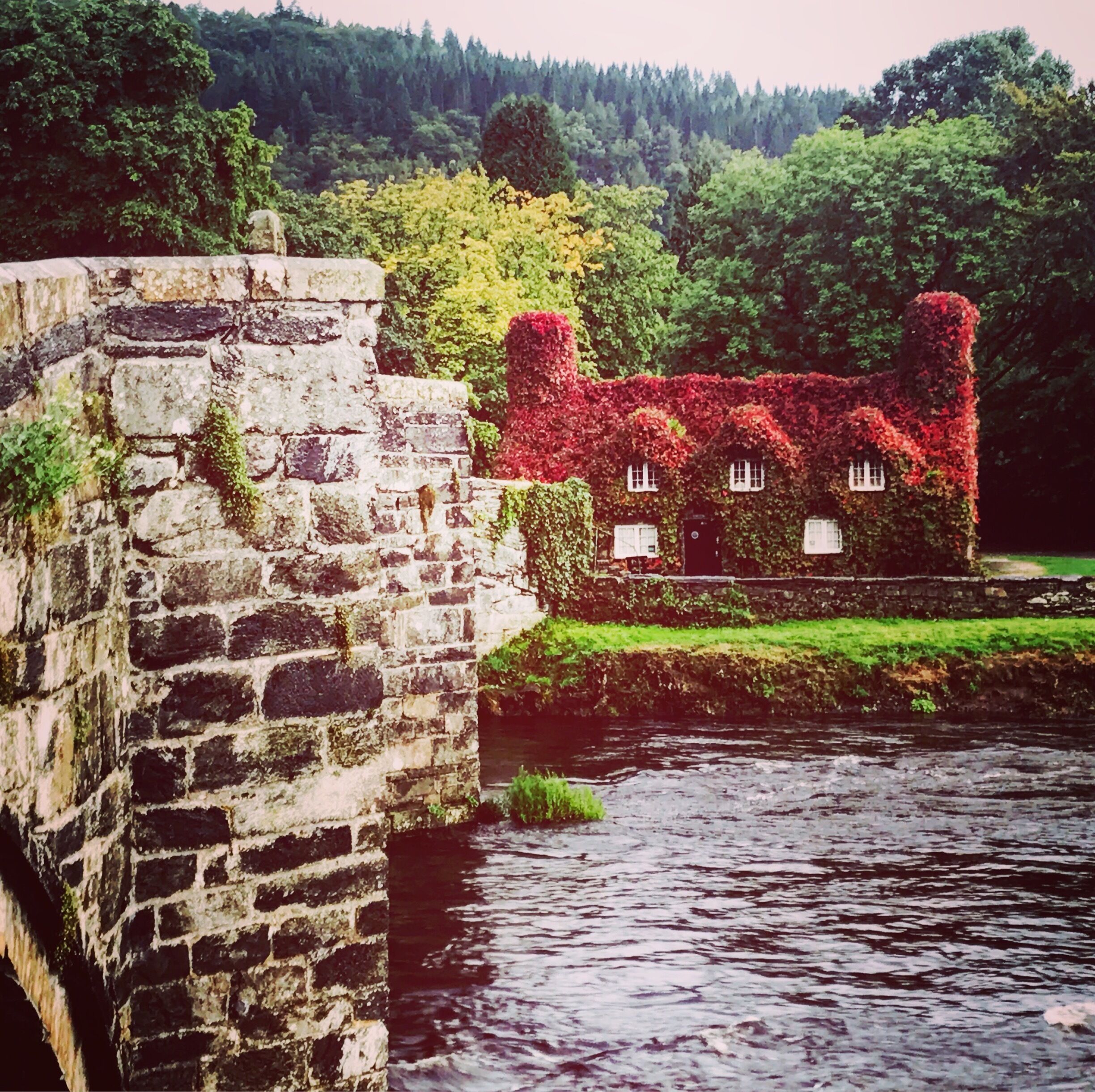 Wales little county cottage on the river beautiful in the summer and the winter 