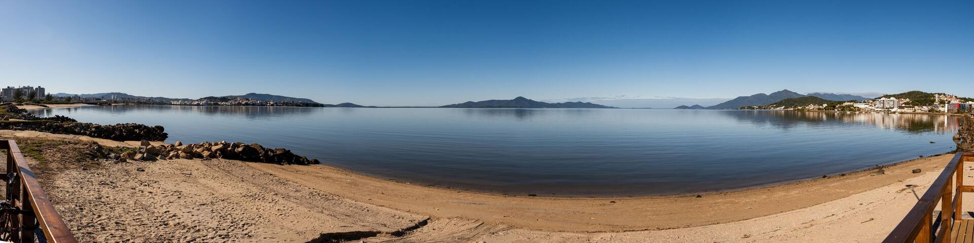 view of the seaside of Sao Jose in Brazil, blue sea during the day