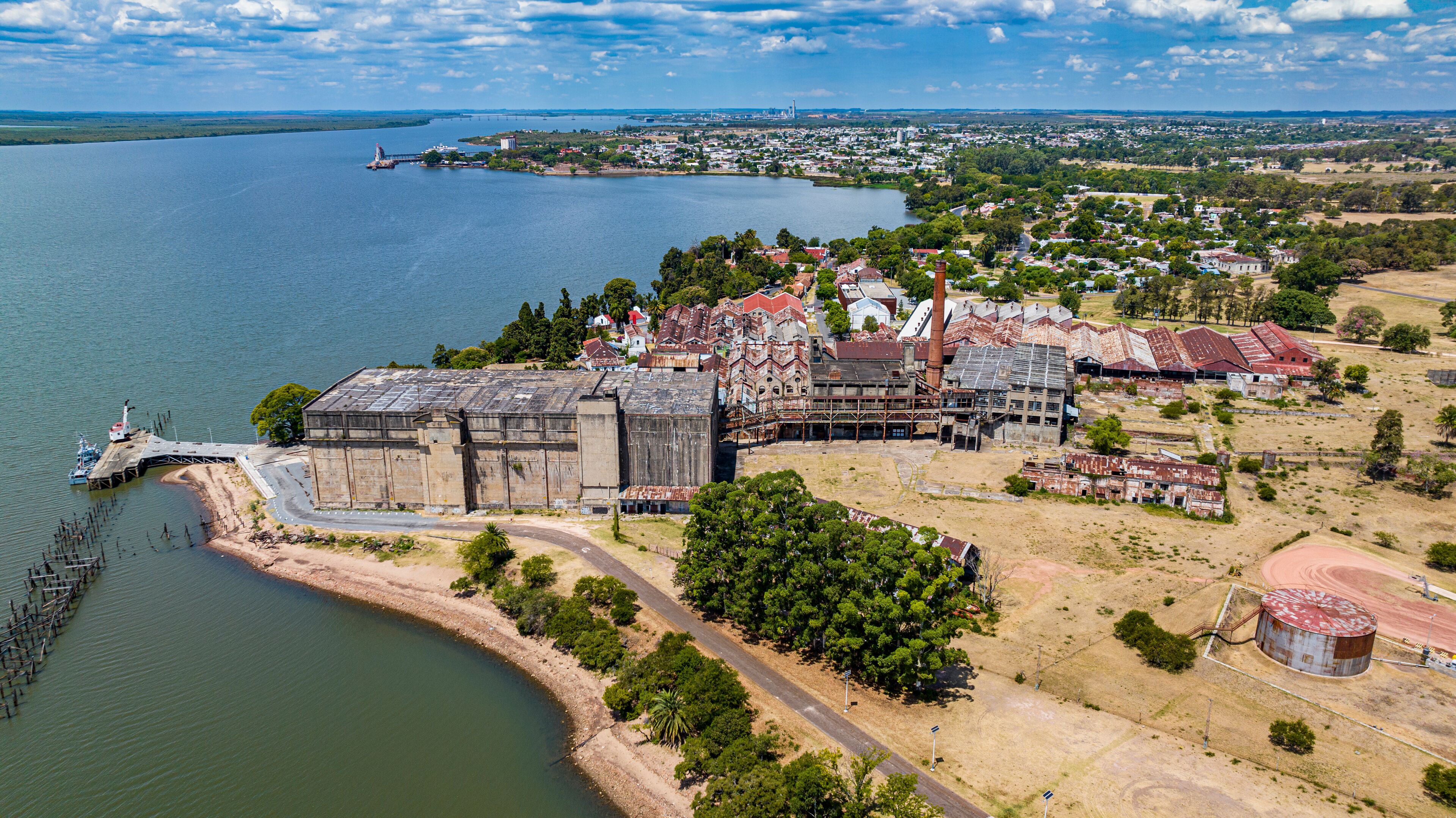 Aerial of the Fray Bentos Industrial Landscape, UNESCO World Heritage Site, Uruguay
