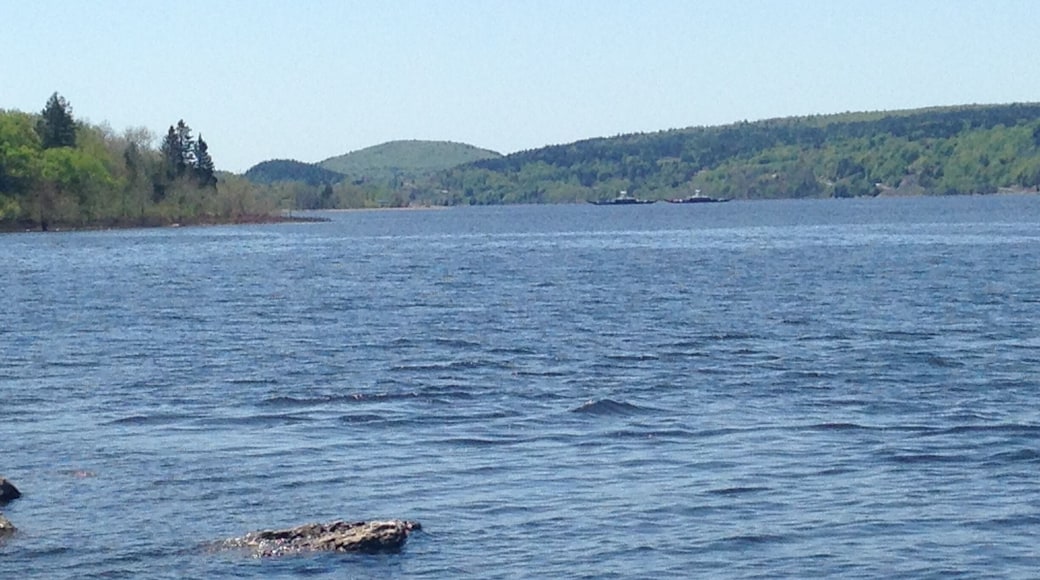 Kayaked on the Kennebecasis River. Background shows cable ferries from Gondola Point to Kingston Peninsula. (August 2014)