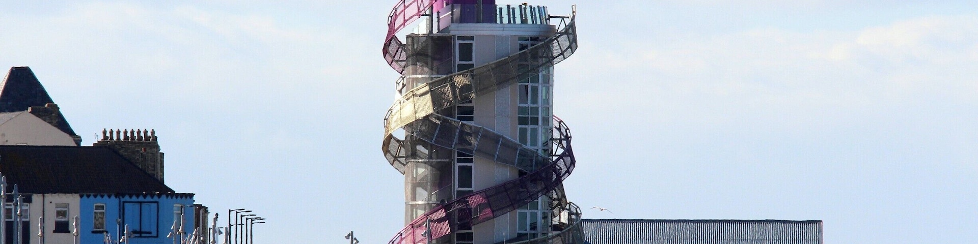 A view from the beach - the structure - a so-called "Vertical Pier", is not loved by all, but in some lights it looks good, and the view from the top is impressive.