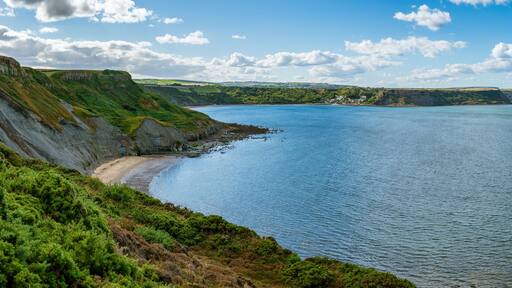 North Sea Coast in North Yorkshire, England, UK - looking from Kettleness towards Runswick Bay