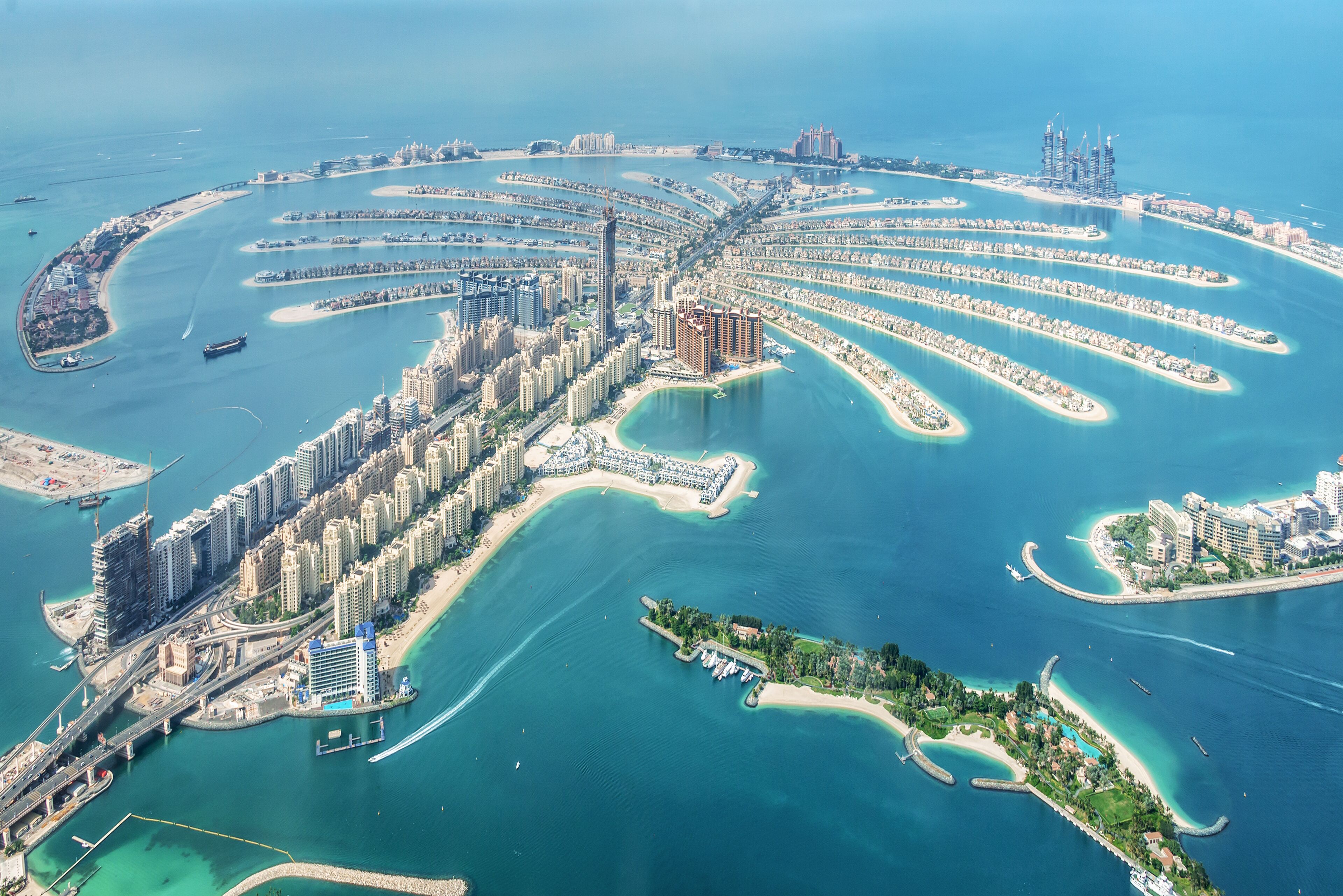 Aerial view of Dubai The Palm Jumeirah island, United Arab Emirates