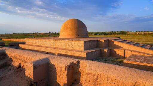 Stupa of Fayaz Tepe, a Buddhist archaeological site in the Termez oasis, in the Surxondaryo Region of southern Uzbekistan, Central Asia