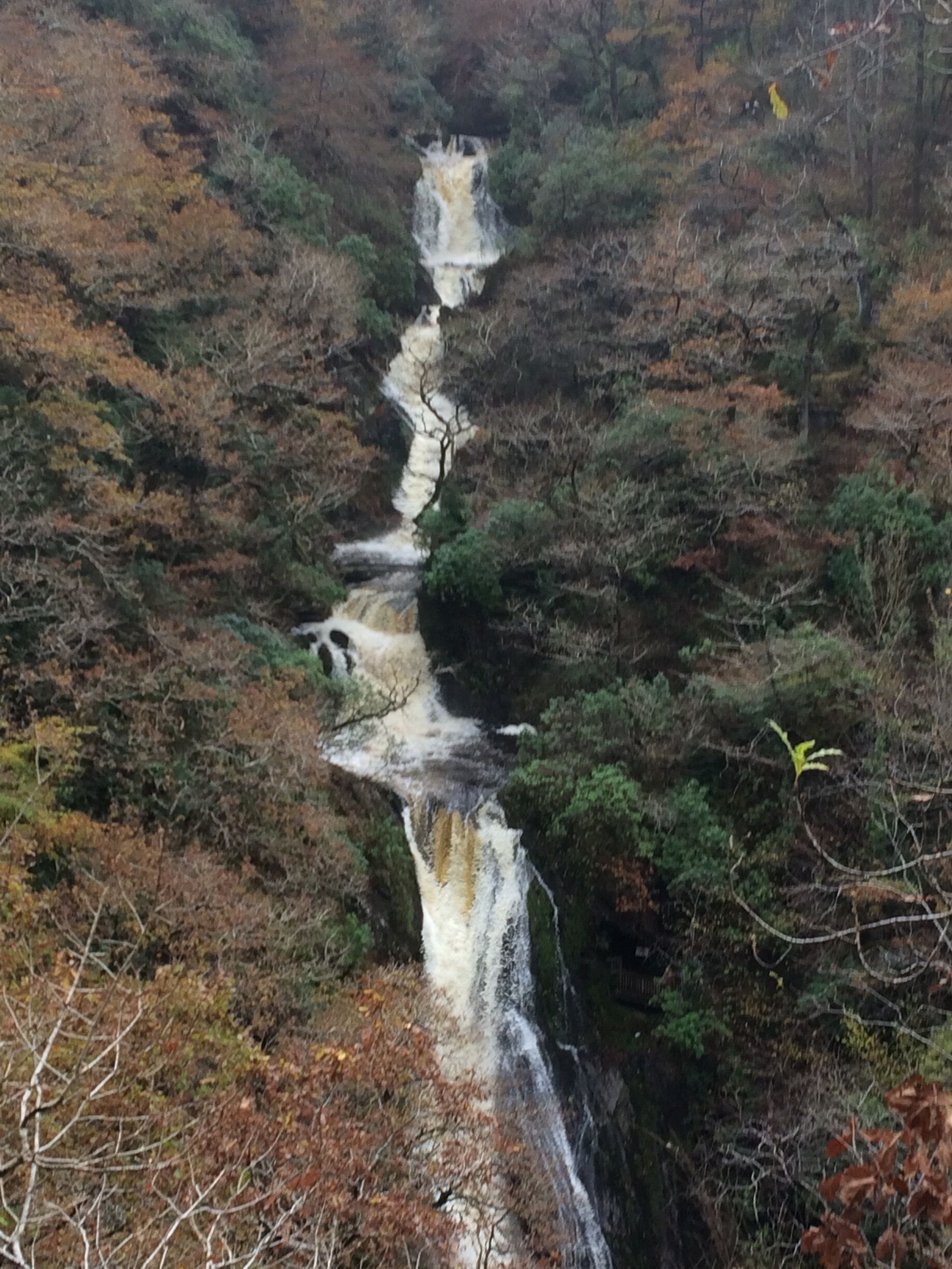 Devils Bridge waterfall in autumn.