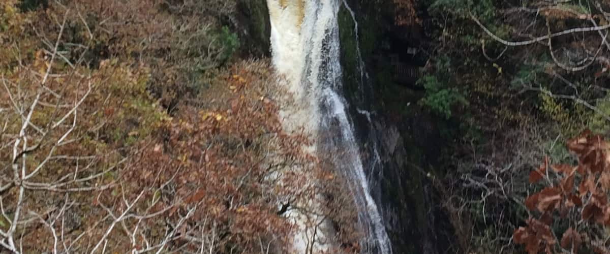 Devils Bridge waterfall in autumn.