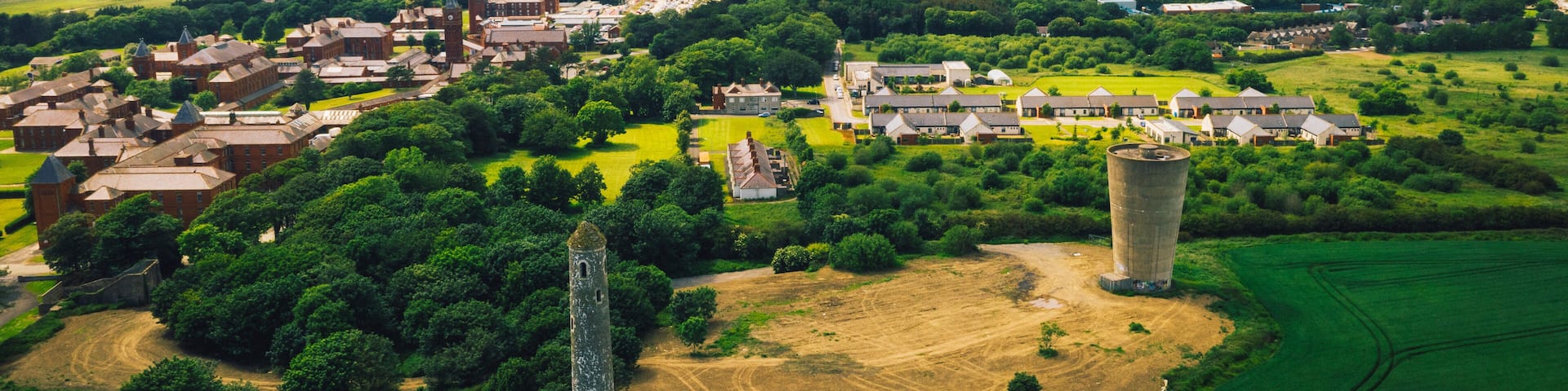 Landscape aerial view of Donabate region in Dublin, Ireland.