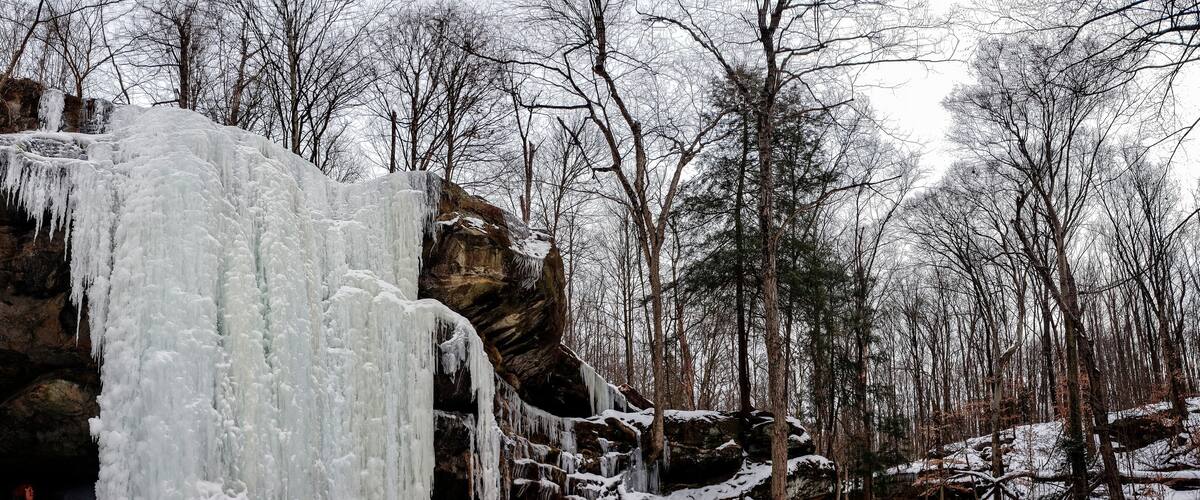 Lower Dundee Falls Frozen in Winter, Dundee, Ohio