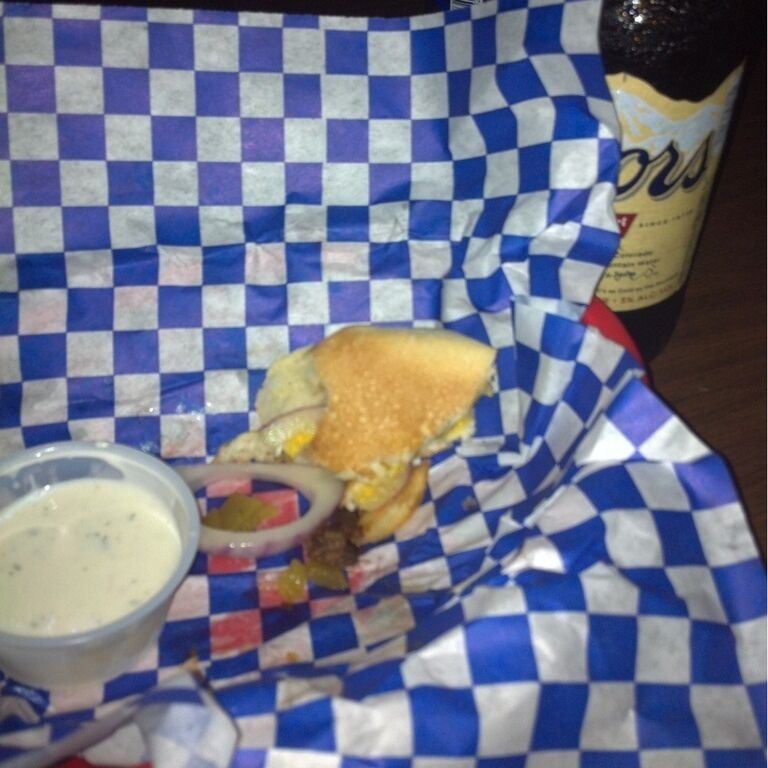 Todd's Green Chile Bacon Cheeseburger, sorry but I couldn't save a pic of the whole burger, one of the best burgers ever!!!