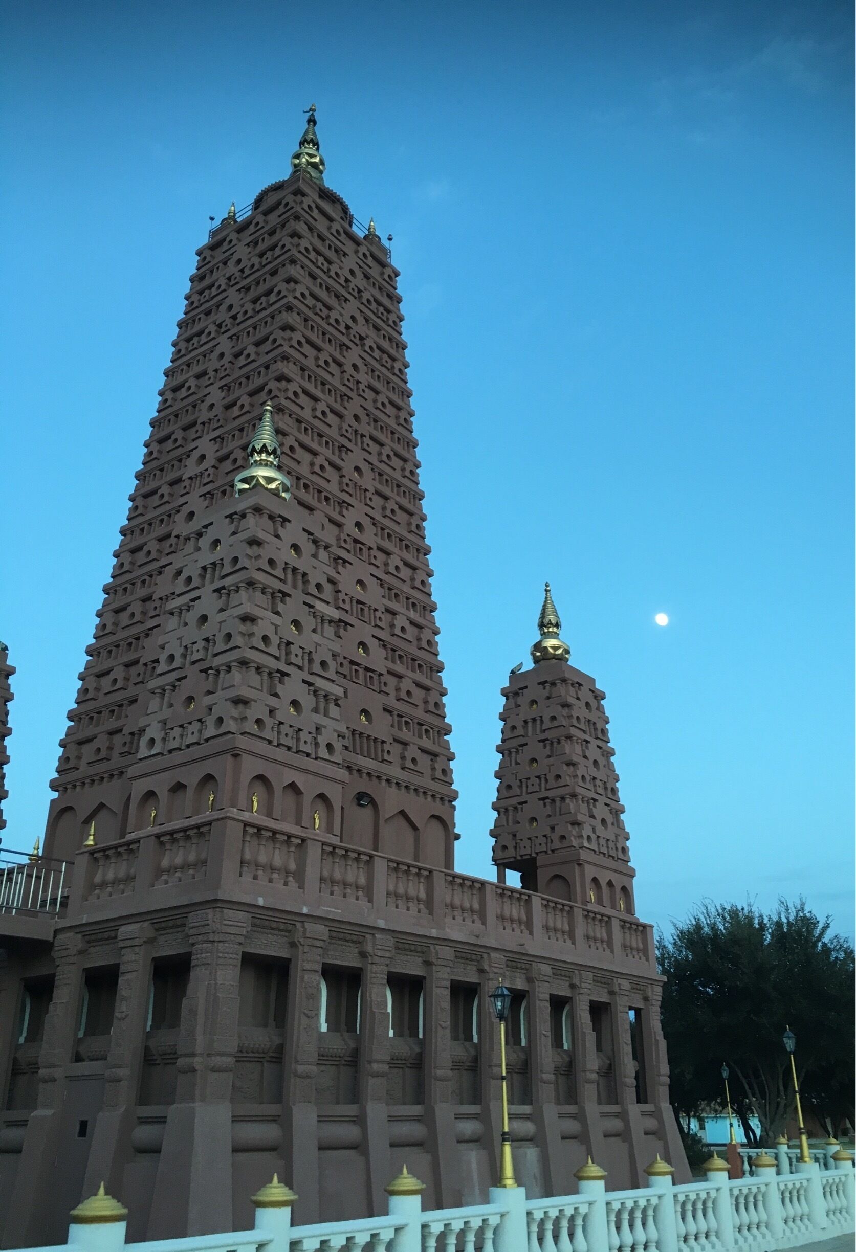 The Pharabuddharatana Mahachedi (replica of the Buddha's #pagoda, Mahachedi Buddhagaya known as Maha Bodhi Temple in Gaya, India).  The pagoda is 93 x 30 feet. The Bodh Gaya is the place where Siddhartha Gotama became the #Buddha when he reached #nirvana (#enlightenment) and is the holiest of Buddhist destinations and a World Heritage Site.  #WatKeller #Buddhist #temple #monastery #monks #convent #texas #keller #culture #history