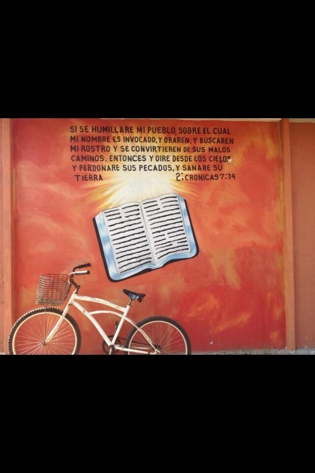 Mural on the side of a church. 