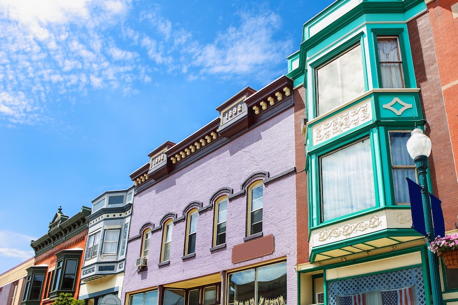 Small town buildings in the midwestern united states