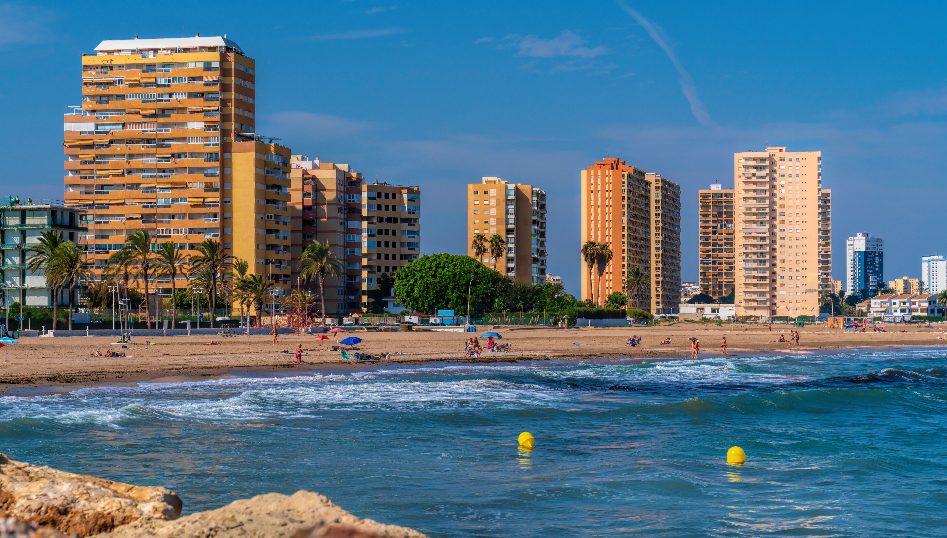 La Pobla de Farnals beach Spain and Mediterranean sea and blue sky