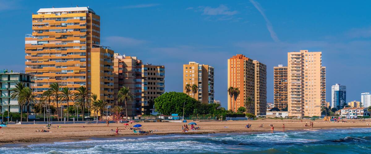 La Pobla de Farnals beach Spain and Mediterranean sea and blue sky